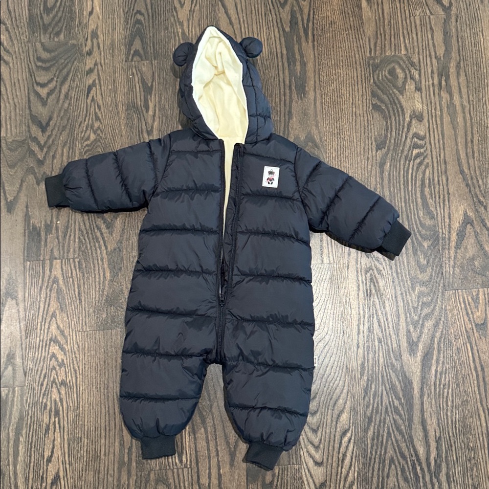 Black Baby Snowsuit with Bear Ears 12-18 months